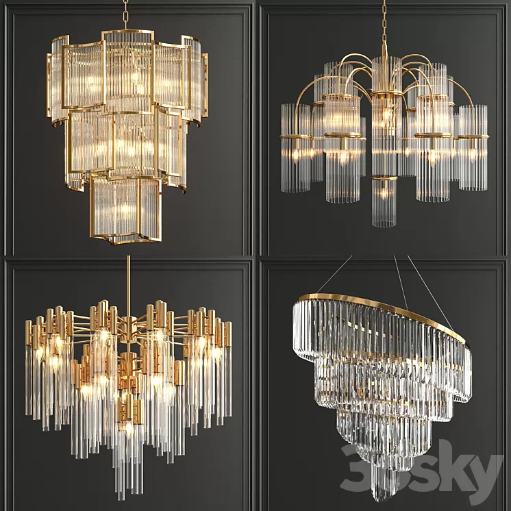 Collection of modern crystal chandeliers 3D Model Collection of modern crystal chandeliers 3D Model