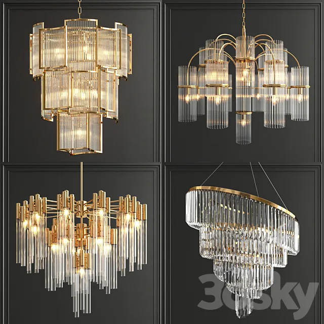 Collection of modern crystal chandeliers 3DModel