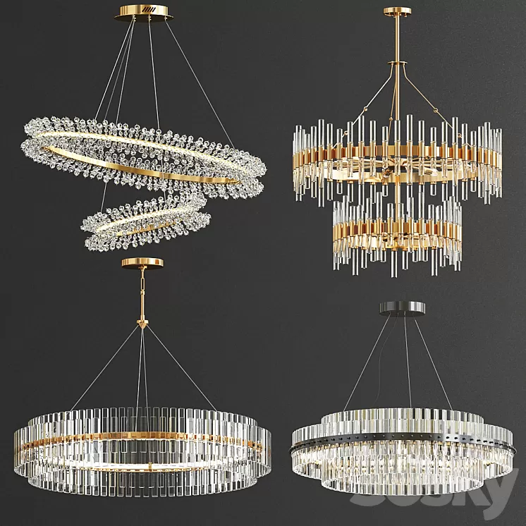Collection of modern crystal chandeliers_2 3D Model Collection of modern crystal chandeliers_2 3D Model