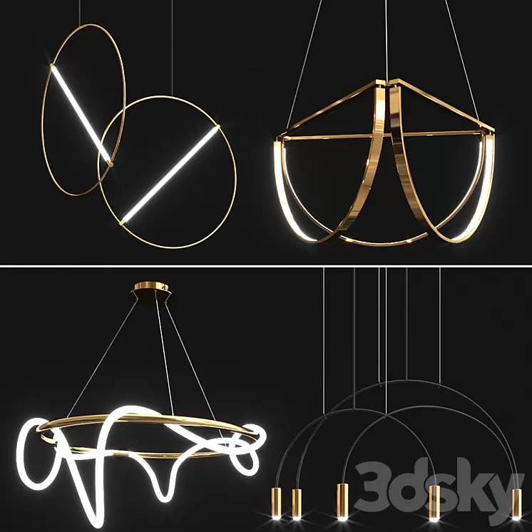 Collection of new minimalist chandelier_6 3D Model Collection of new minimalist chandelier_6 3D Model