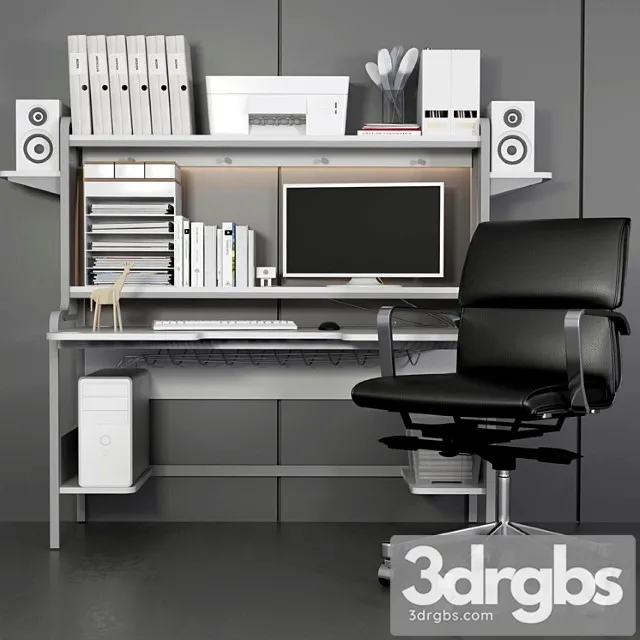 Collection of office furniture for home and stationery. computer table and chair 2 3D Model Download Collection of office furniture for home and stationery. computer table and chair 2 3D Model Download