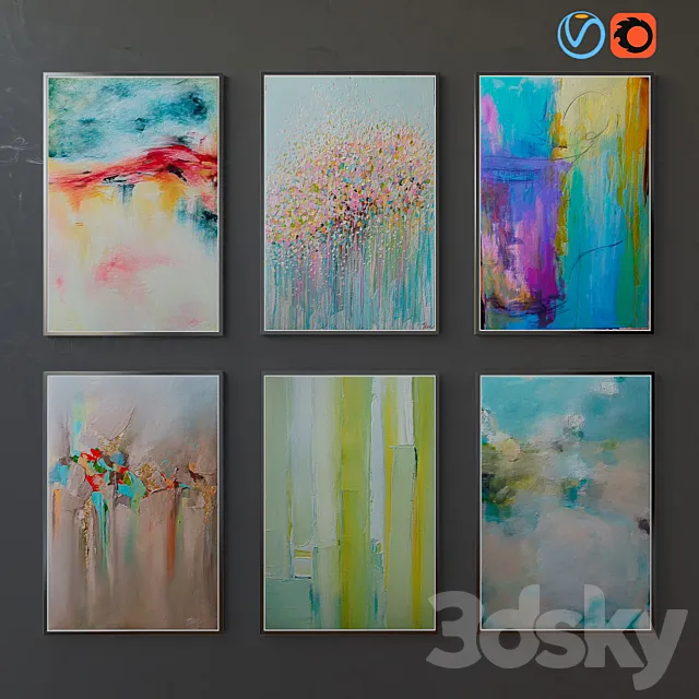 Collection of paintings abstract art part 6 3D Model Collection of paintings abstract art part 6 3D Model