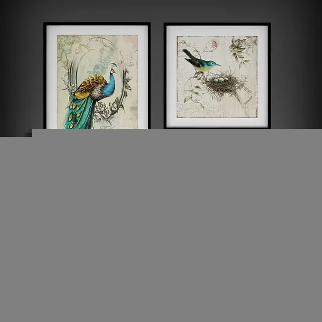 Collection of Paintings Birds 3D Model Download Collection of Paintings Birds 3D Model Download