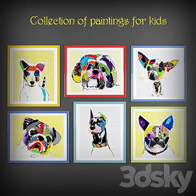Collection of paintings for kids 2 3D Model