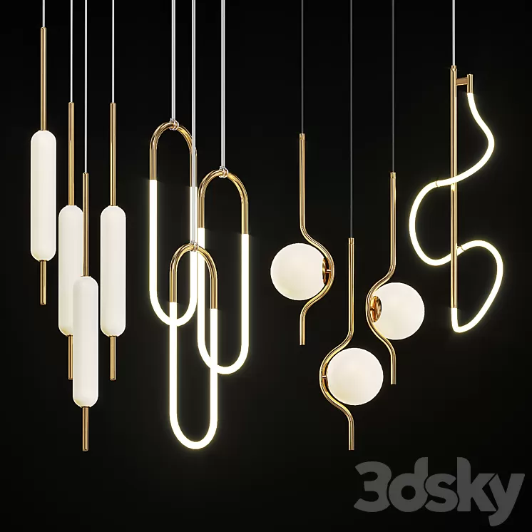 Collection of pendant lights Lampatron # 1 3D Model Collection of pendant lights Lampatron # 1 3D Model