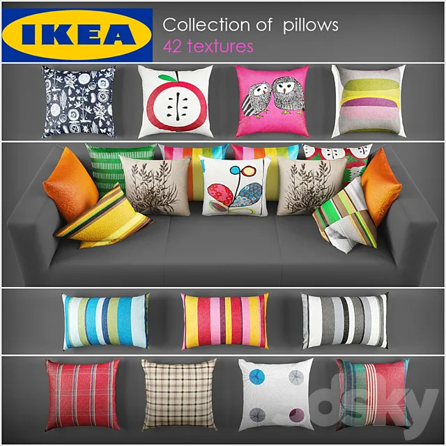 Collection of pillows from Ikea 3DModel Collection of pillows from Ikea 3DModel