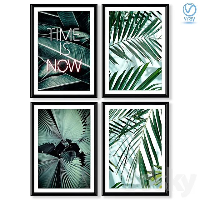 Collection of posters with palm leaves. 3DModel Collection of posters with palm leaves. 3DModel