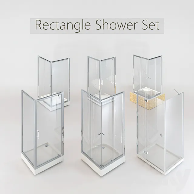 Collection of Rectangular Shower Cabins 3DModel Collection of Rectangular Shower Cabins 3DModel