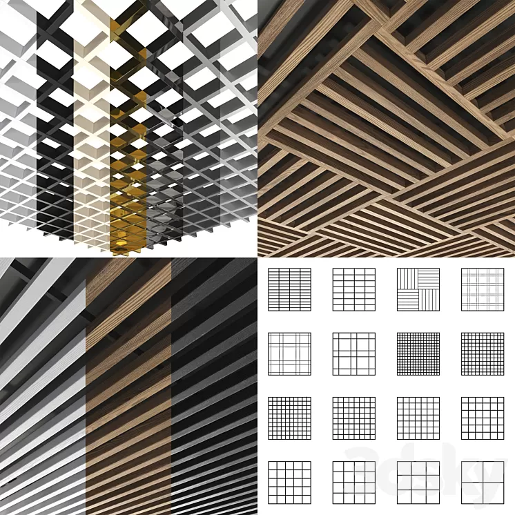 Collection of slatted ceilings Grilyato 3D Model Free Download