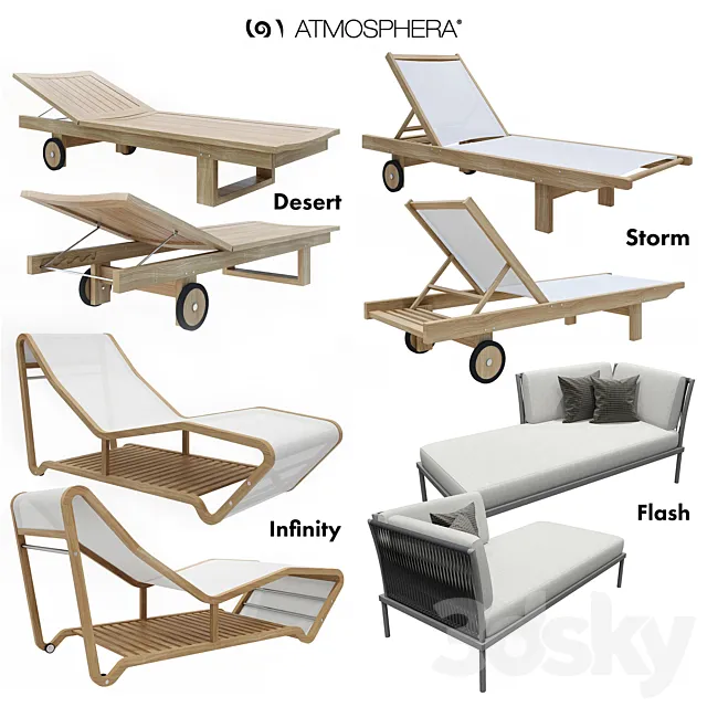 Collection of sun loungers ATMOSPHERA 3D Model