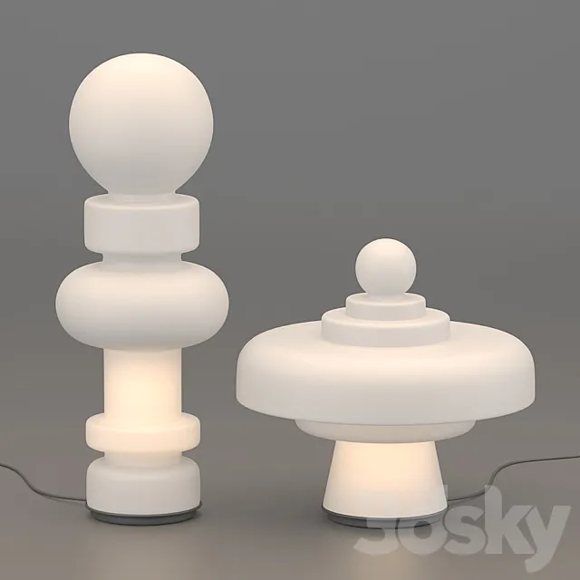 Collection of universal lamps Fontana Arte RE and REGINA 3D Model Collection of universal lamps Fontana Arte RE and REGINA 3D Model