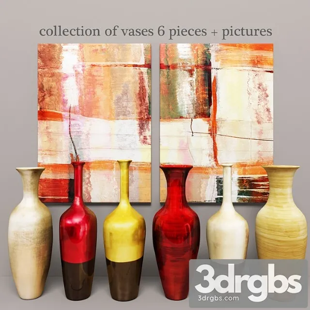Collection Of Vases 6 Pieces Pictures 3D Model Download