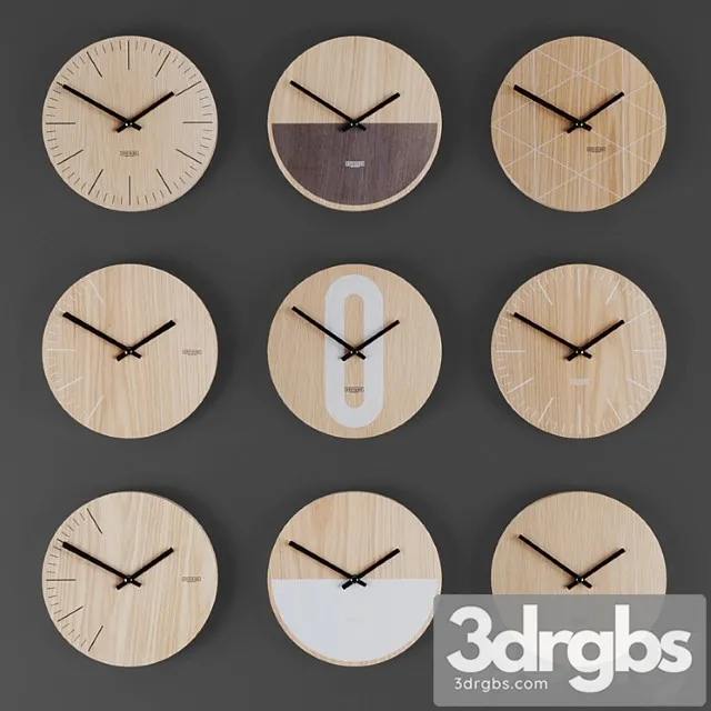 Collection of wall clocks 10 3D Model Download