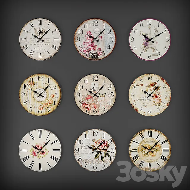 Collection of wall clocks 3DModel Collection of wall clocks 3DModel