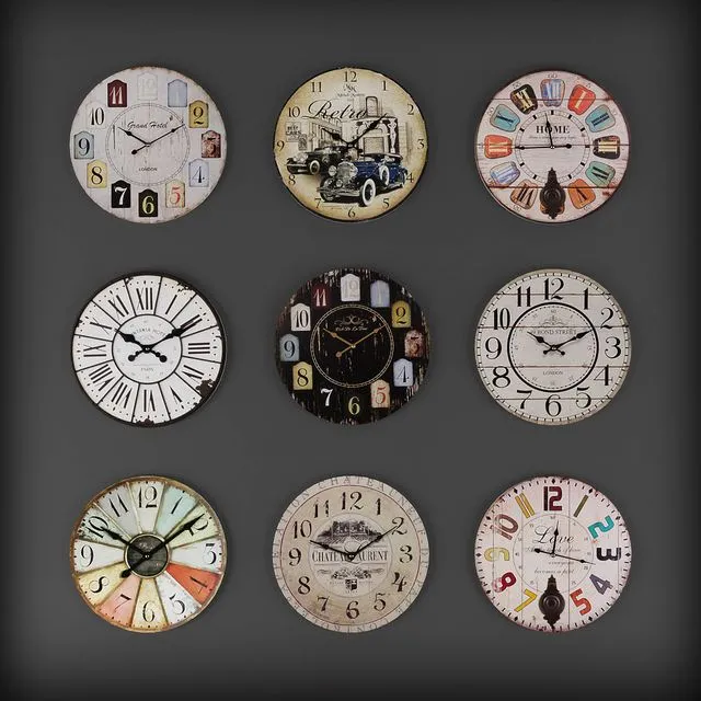 Collection of wall clocks 5 3D Model Collection of wall clocks 5 3D Model