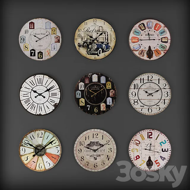 Collection of wall clocks 5 3DModel Collection of wall clocks 5 3DModel