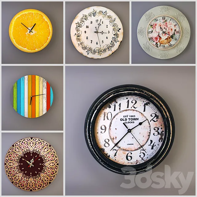 Collection of wall clocks handmade 3DModel Collection of wall clocks handmade 3DModel