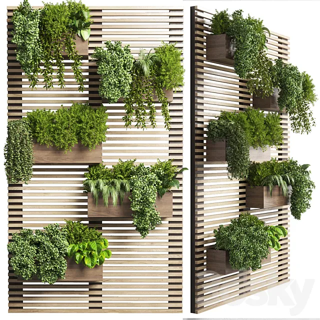 collection outdoor plant stand wall wood vase 01 3D Model collection outdoor plant stand wall wood vase 01 3D Model