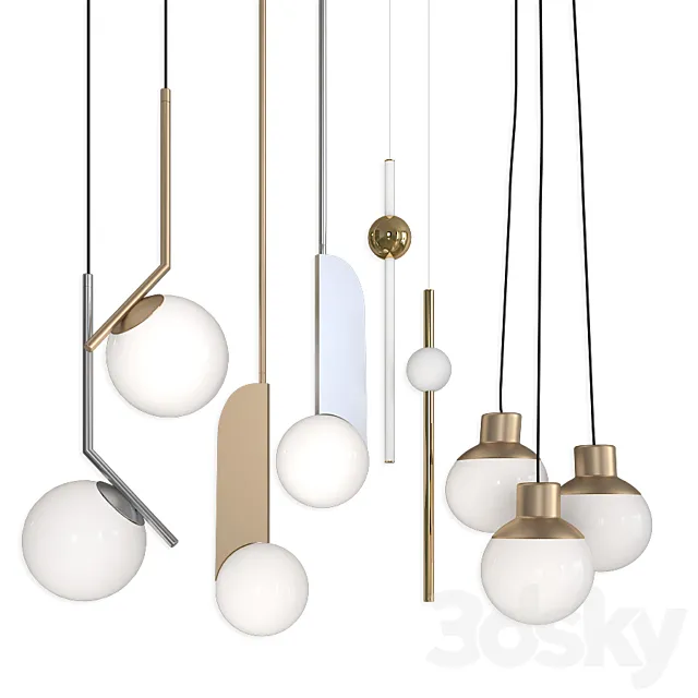 Collection Pendants set 15 Lampatron Neo – B_LUX C Ball – Mass light 3D Model Collection Pendants set 15 Lampatron Neo – B_LUX C Ball – Mass light 3D Model