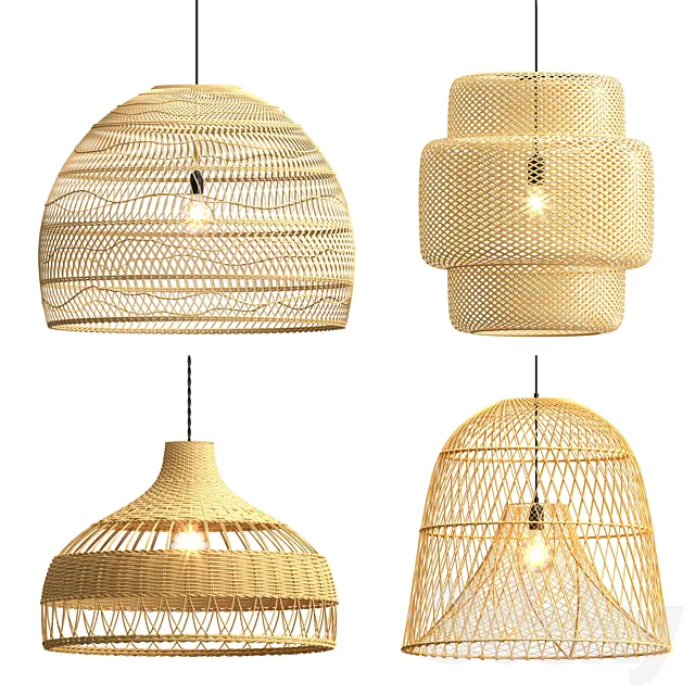 Collection rattan pendant lights 3DModel Collection rattan pendant lights 3DModel
