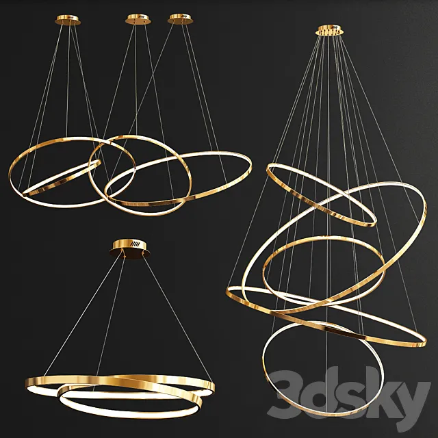 Collection ring chandeliers 3D Model Collection ring chandeliers 3D Model