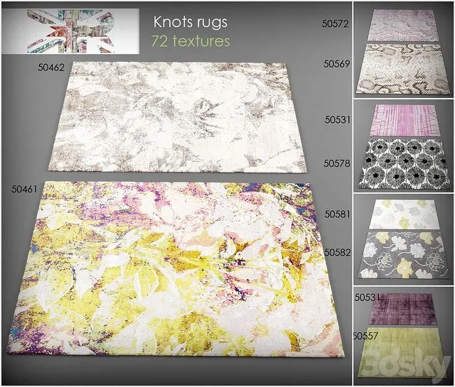 Collection rugs Knots rugs 3D Model Collection rugs Knots rugs 3D Model