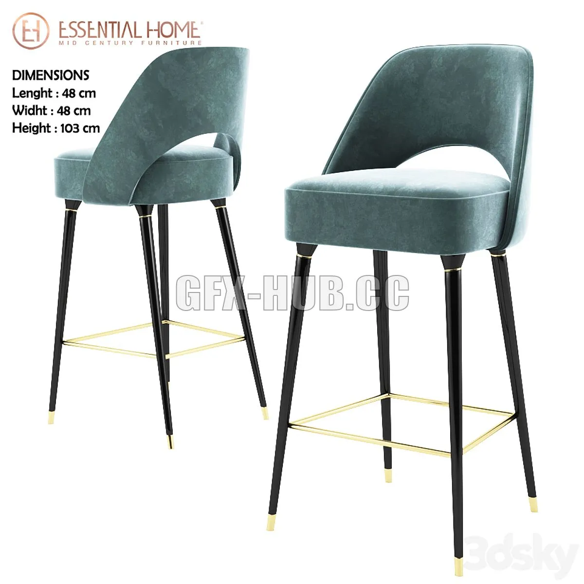 Collins Bar Chair 3D Model