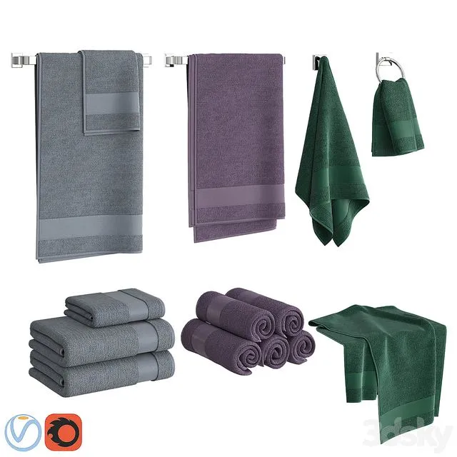 Color Towels Set 3D Model