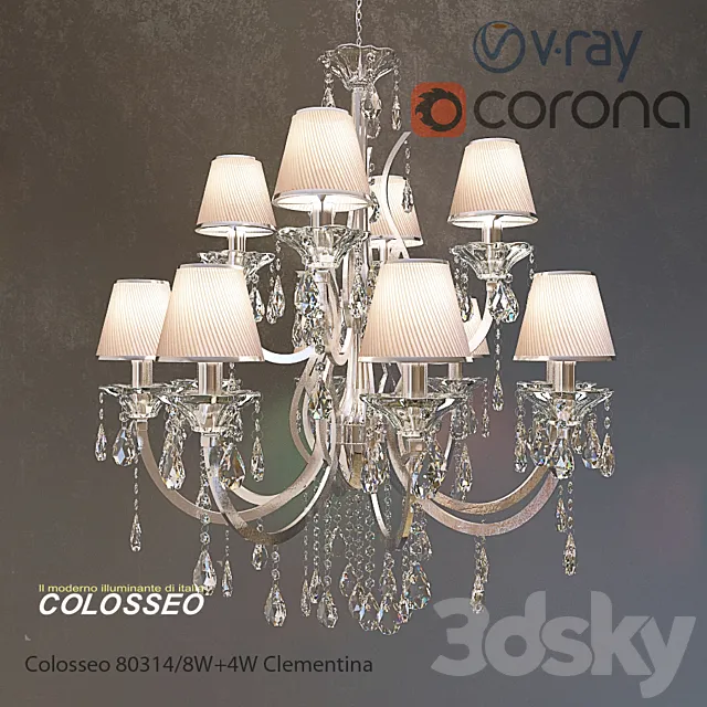 COLOSSEO chandelier 80314_8 +4 CLEMENTINA Chrome 3DModel COLOSSEO chandelier 80314_8 +4 CLEMENTINA Chrome 3DModel