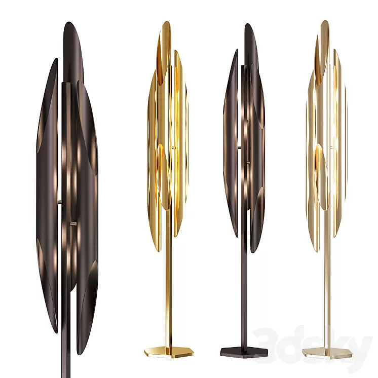 Coltrane Floor Lamp in Black and Steel 3D Model