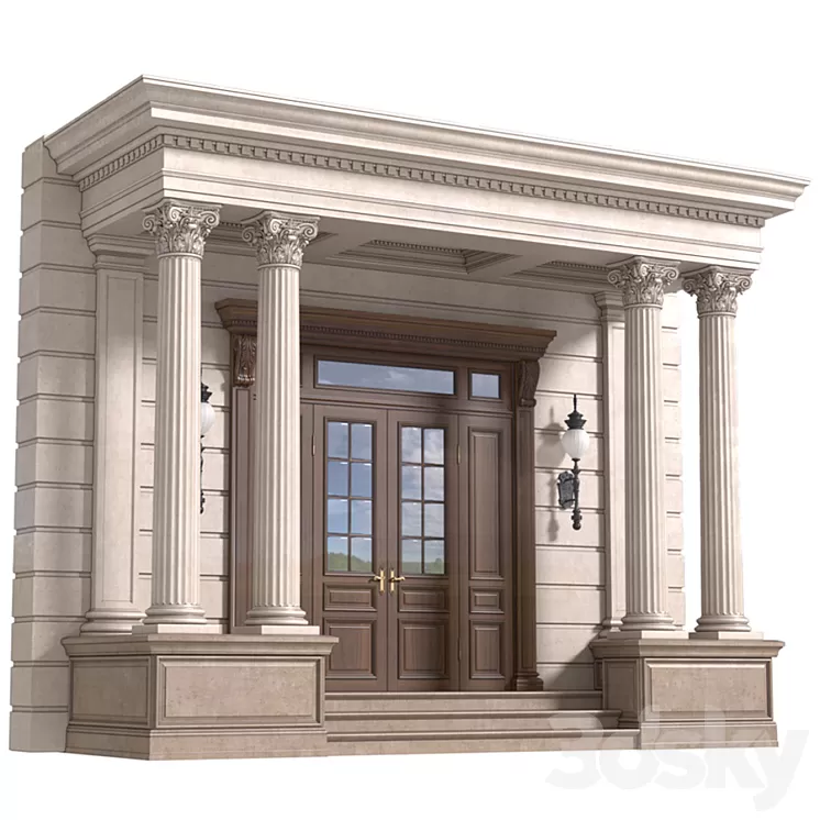 Column Porch Entrance to the house Classic Porch 3D Model Column Porch Entrance to the house Classic Porch 3D Model