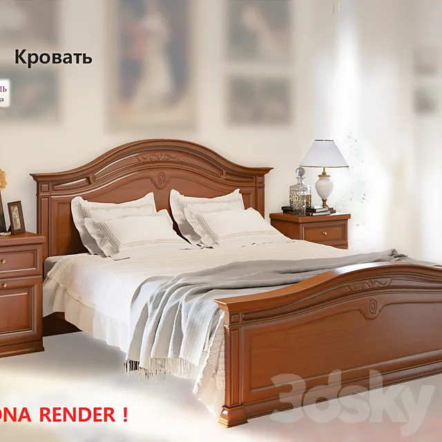 Combat \ double bed and nightstand 3DModel Combat \ double bed and nightstand 3DModel