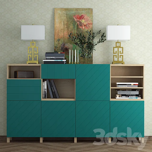 Combination for storage Ikea Besto _ Hallstavik (blue – green). 3DModel