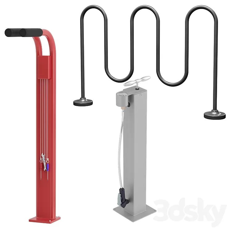 Commercial Bike Rack (Set 3) 3D Model Commercial Bike Rack (Set 3) 3D Model
