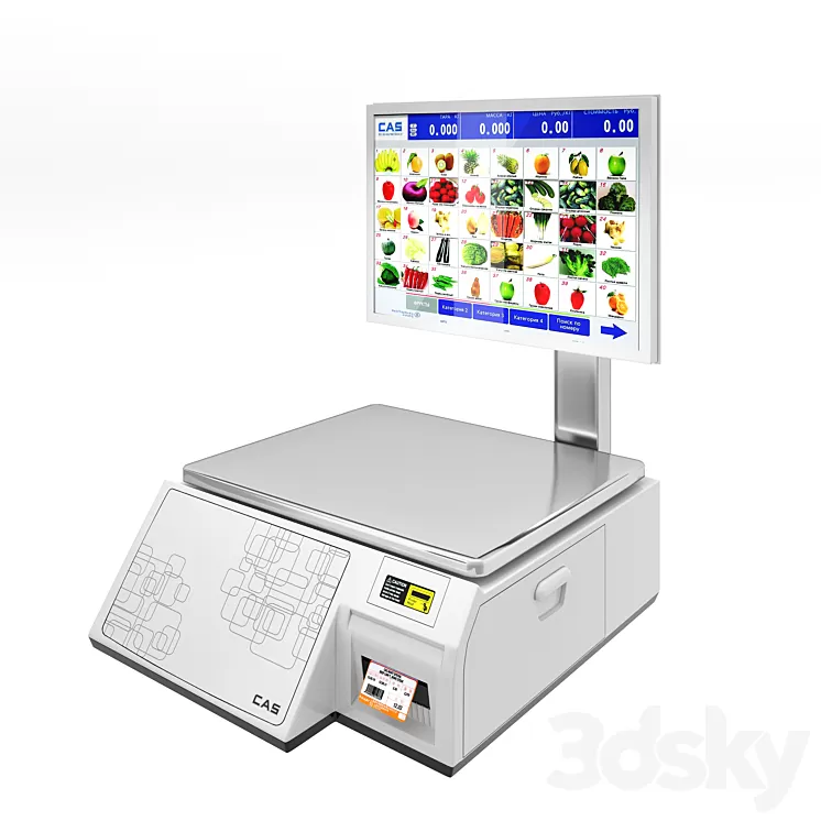 Commercial scales CAS with touch screen 3D Model
