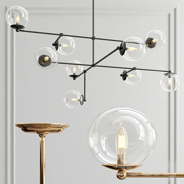 Communique 9-Light Oiled Bronze Chandelier 3D Model