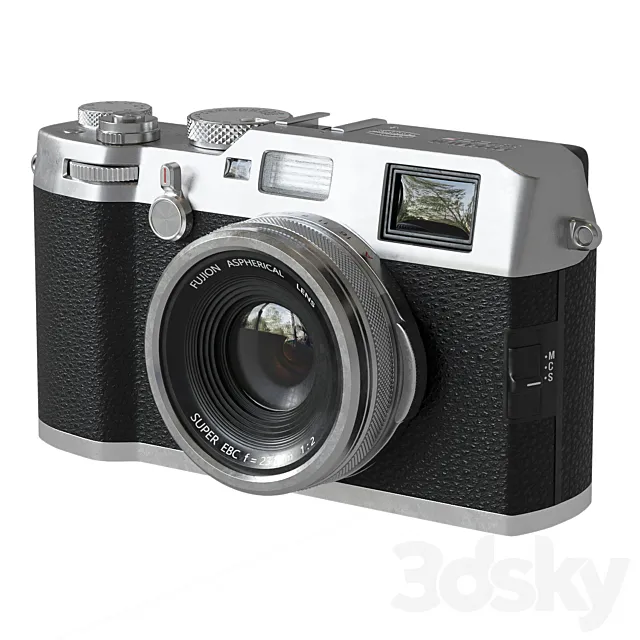 Compact Premium Fujifilm X100F Silver Camera 3DModel