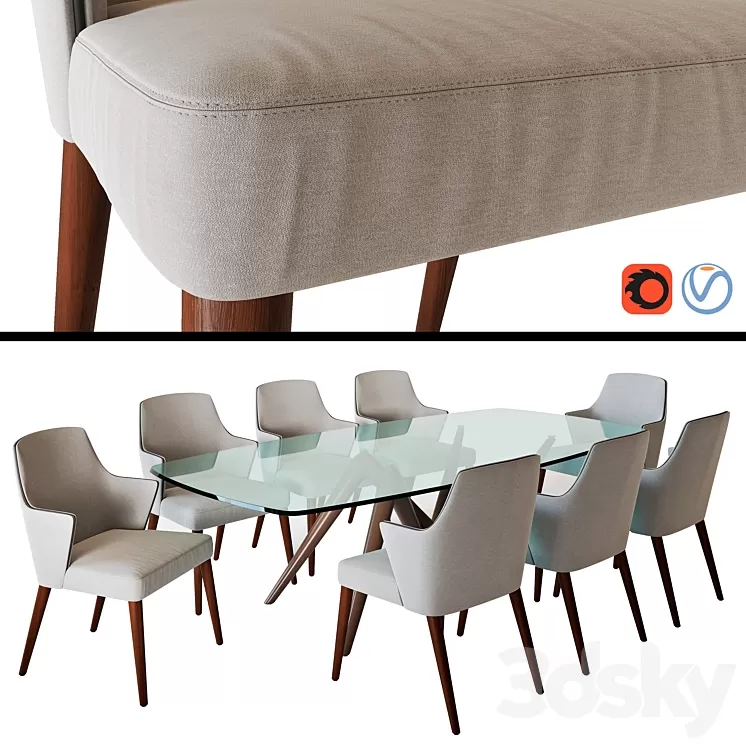 Compar chair Jolly and table Esse 3D Model Compar chair Jolly and table Esse 3D Model