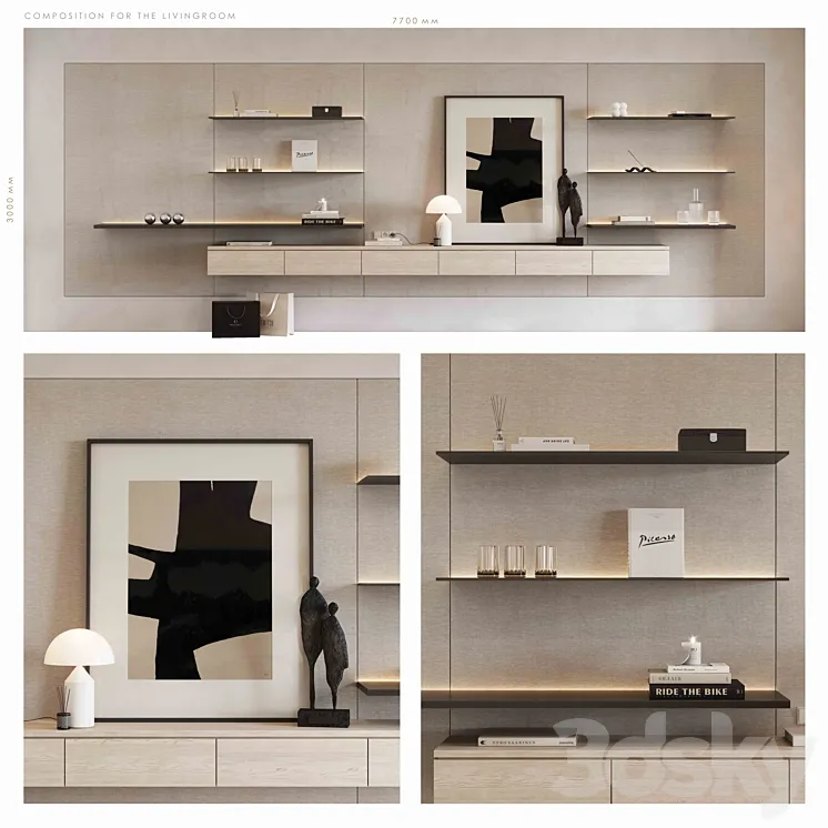 COMPOSITION FOR THE LIVINGROOM 3D Model Free Download COMPOSITION FOR THE LIVINGROOM 3D Model Free Download