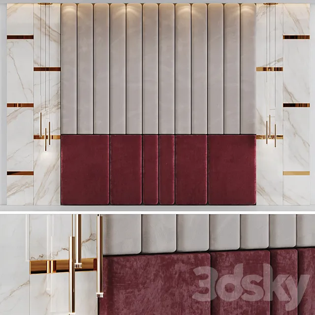 Composition of the design of the headboard in the bedroom with decor 3D Model Composition of the design of the headboard in the bedroom with decor 3D Model