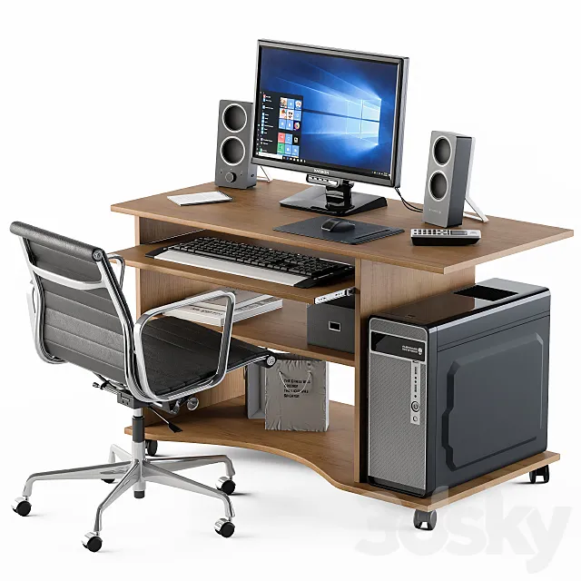 Computer Desk Set 3D Model Computer Desk Set 3D Model