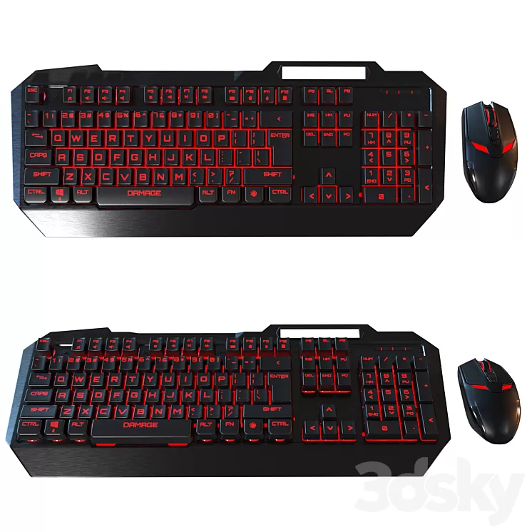 Computer mouse + backlit keyboard 3D Model
