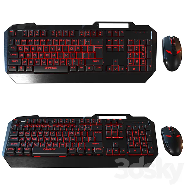 Computer mouse + backlit keyboard 3DModel