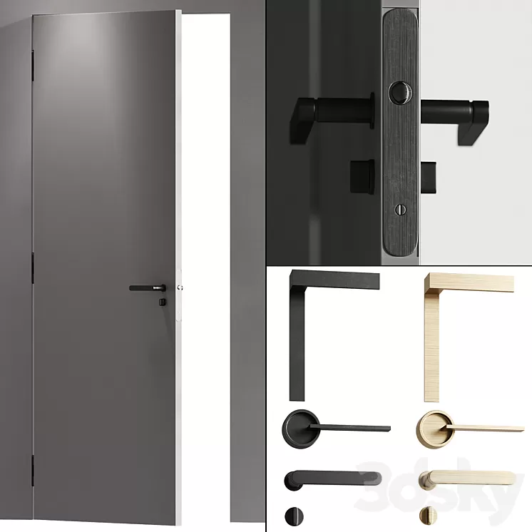 Concealed doors with details 003 3D Model Free Download