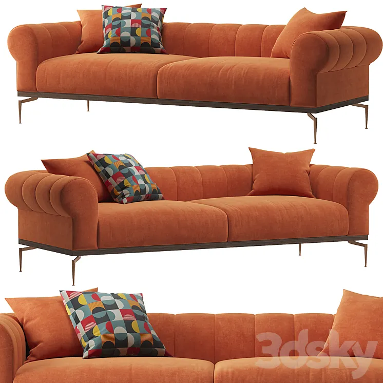Concerto – Orange 3-seater Sofa 3D Model Free Download