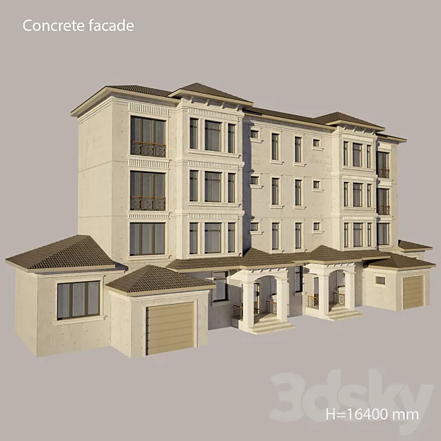 Concrete Facade 3D Model