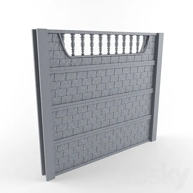 Concrete fence 3D Model Concrete fence 3D Model