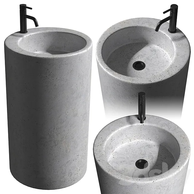 Concrete floor-standing washbasin Tower 3D Model Concrete floor-standing washbasin Tower 3D Model