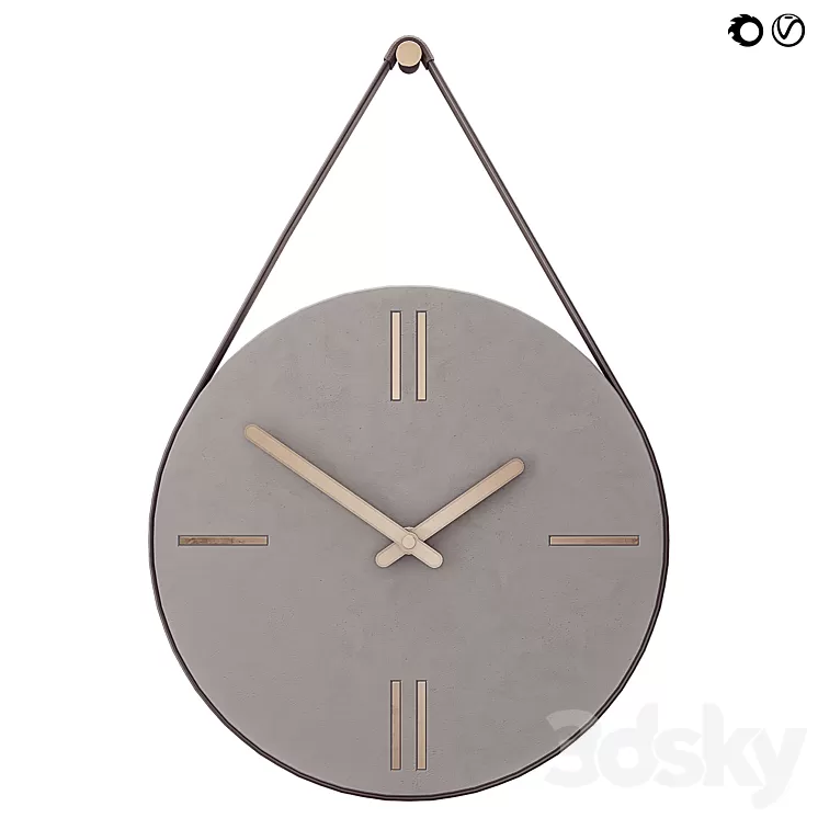 Concrete Hanging Wall Clock 3D Model