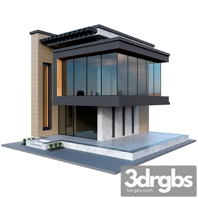 Concrete House 06 3D Model Download
